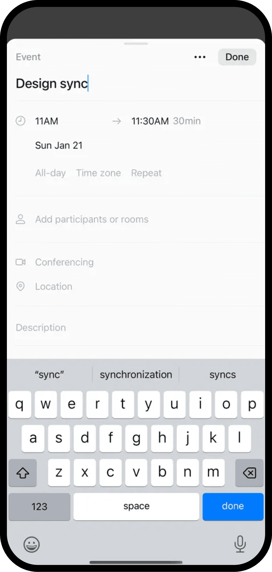 Ein Screenshot von Notion Calendar auf dem Handy