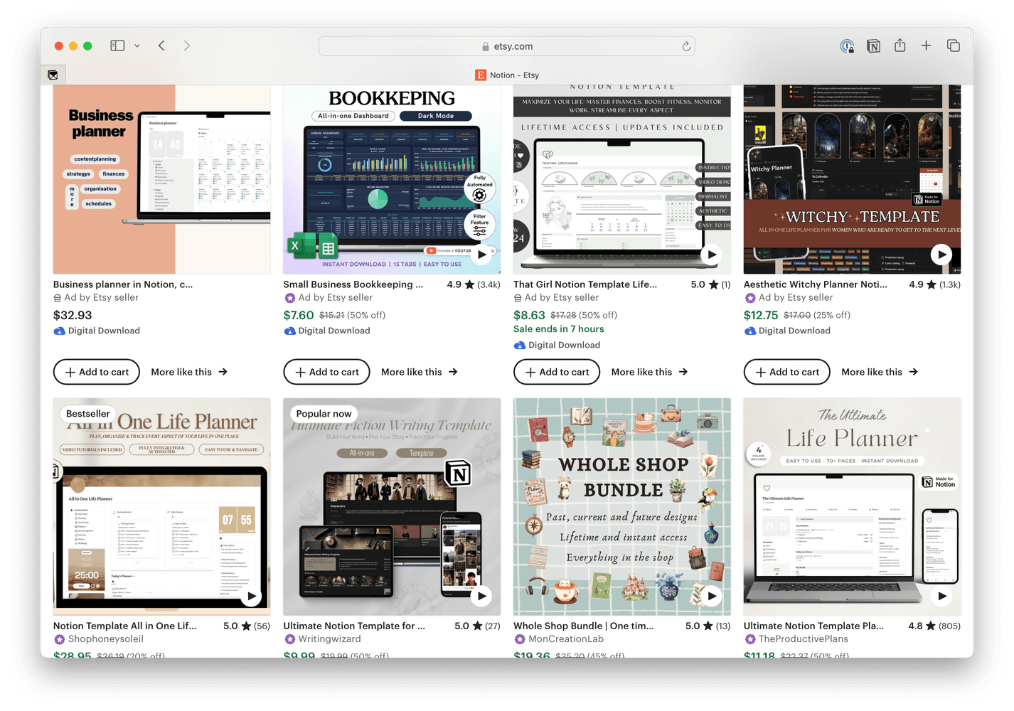 Assemblage of different Notion templates