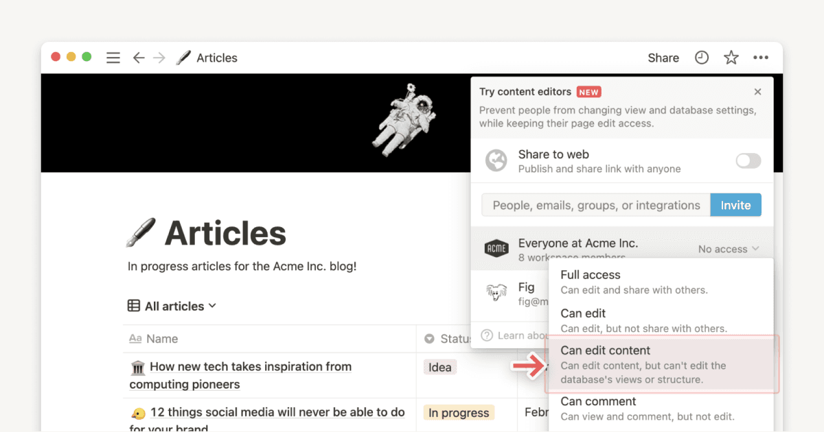 New database permissions 🔒